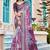purple white cotton blend saree with floral border print