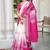 pink white cotton blend saree with floral print