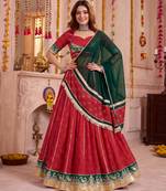Red Georgette Bandhej Foil Print & Gota Patti Lehenga Choli Set