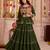 Mehendi Green Cotton Mirror & Gamthi Work Lehenga Choli Set