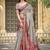grey red cotton blend saree with floral print