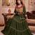 Mehendi Green Cotton Mirror & Gamthi Work Lehenga Choli Set