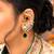 Emerald Green Kundan Peacock Ear Cuff Earrings, Gold Finish Bridal Ear Wrap