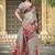 grey red cotton blend saree with floral print