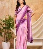 purple pink chocolate silk blend saree embellished border work (sfsrsk1010)