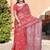 pink red cotton blend saree floral print