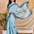sky blue chocolate silk blend saree embellished border work (sfsrsk1008)
