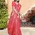 pink red cotton blend saree floral print