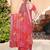 pink red cotton blend saree floral print