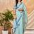 sky blue chocolate silk blend saree with embellished border (sfsrsk1004)