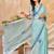 sky blue chocolate silk blend saree with embellished border (sfsrsk1004)