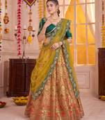 Light Orange Jacquard Silk Zari Work Lehenga Choli with Dupatta