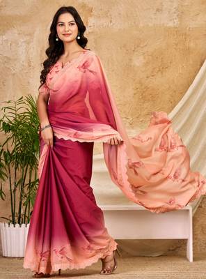 pink red chocolate silk blend saree with embellished border (sfsrsk1003) 5