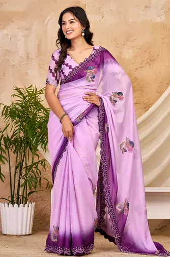 purple chocolate silk blend saree with embellished border