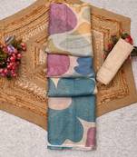 beige shimmer handloom cotton blend digital print saree (t sfshmr49)