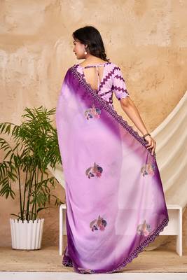 purple chocolate silk blend saree with embellished border (sfsrsk1001) 5