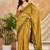 mustard chocolate silk blend saree with embellished border (sfsrsk1002)
