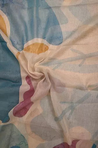 beige shimmer handloom cotton blend digital print saree