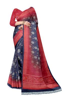 blue pink shimmer handloom cotton blend digital print saree 2