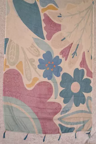 beige shimmer handloom cotton blend digital print saree
