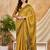 mustard chocolate silk blend saree with embellished border (sfsrsk1002)