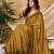 mustard chocolate silk blend saree with embellished border (sfsrsk1002)