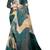 teal turquoise shimmer handloom cotton blend digital print saree