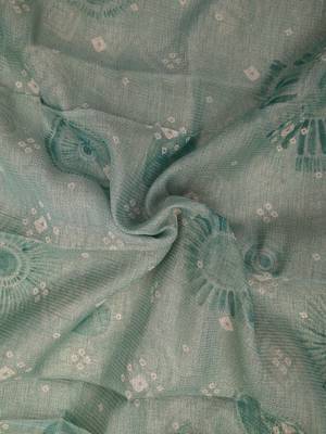 sea green shimmer handloom cotton blend saree bandhani print 5