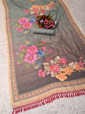 sea green pink shimmer handloom cotton blend digital print saree 3