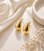 Teardrop anti tarnish gold tone stud earrings