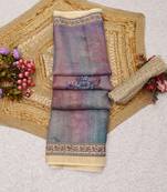 purple pink shimmer handloom cotton blend saree floral print