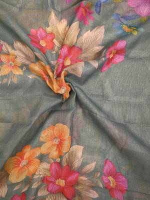 sea green pink shimmer handloom cotton blend digital print saree 5