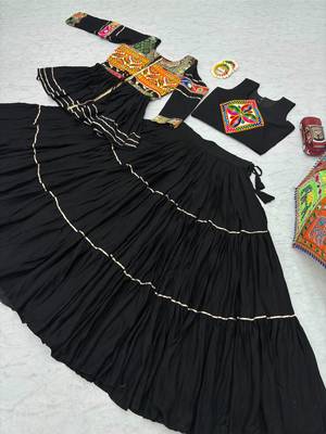 Black Cotton Mirror & Gamthi Work Lehenga Choli Set 4
