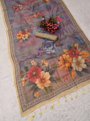 purple pink shimmer handloom cotton blend saree floral print 3