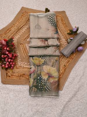 grey shimmer handloom cotton blend digital print saree (t sfshmr42) 1
