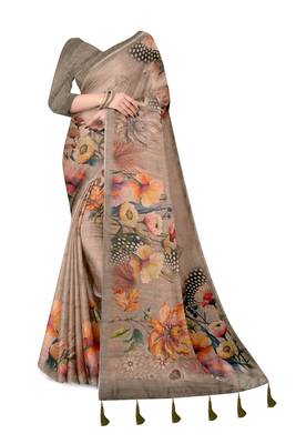 grey shimmer handloom cotton blend digital print saree (t sfshmr42) 2
