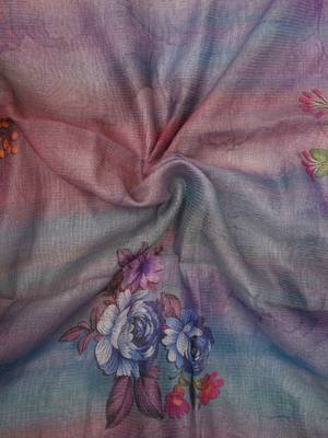 purple pink shimmer handloom cotton blend saree floral print 5