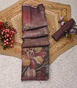 mauve purple shimmer handloom cotton blend saree floral print