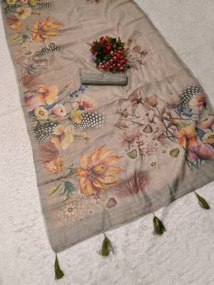 grey shimmer handloom cotton blend digital print saree (t sfshmr42) 3