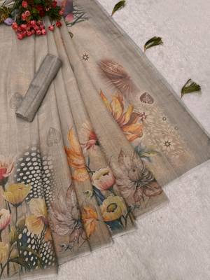 grey shimmer handloom cotton blend digital print saree (t sfshmr42) 4