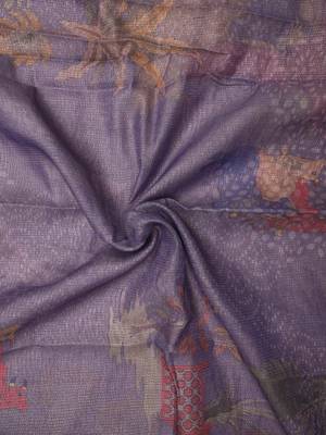 purple shimmer handloom cotton blend digital print saree 5