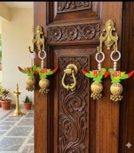handmade shubh labh parrot hanging decorative home entrance mandir wall hanging traditional decoration (pack of 2)