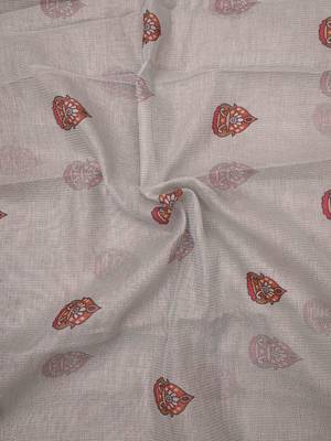 pink white shimmer handloom cotton blend saree floral print 5