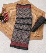 grey purple shimmer handloom cotton blend digital print saree