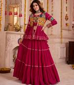 Pink Cotton Mirror & Gamthi Work Lehenga Choli Set