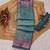 turquoise pink shimmer handloom cotton blend saree floral print (t sfshmr32)
