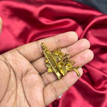 Vintage Floral Brooch, Gold Tone Indian Saree Pin, Kundan Style Wedding Jewelry 4