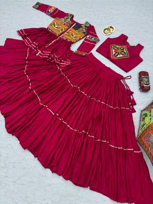 Pink Cotton Mirror & Gamthi Work Lehenga Choli Set 4