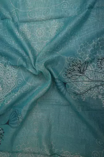 turquoise pink shimmer handloom cotton blend saree floral print