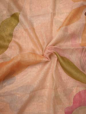 peach pink shimmer handloom cotton blend saree floral print 5